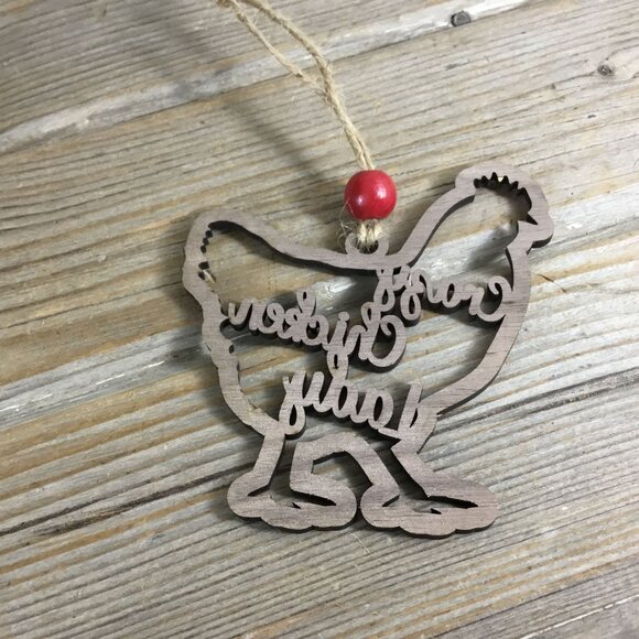 Crazy Chicken Lady Wood Chicken Christmas Ornament - Picture 5 of 5
